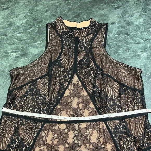 chinese dress ladies Lace-Trim Midi Slip Dress by Anthropologie in Black, Size: XL